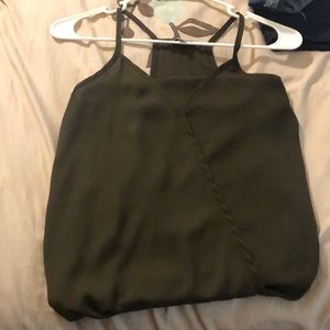 olive colored tanked blouse